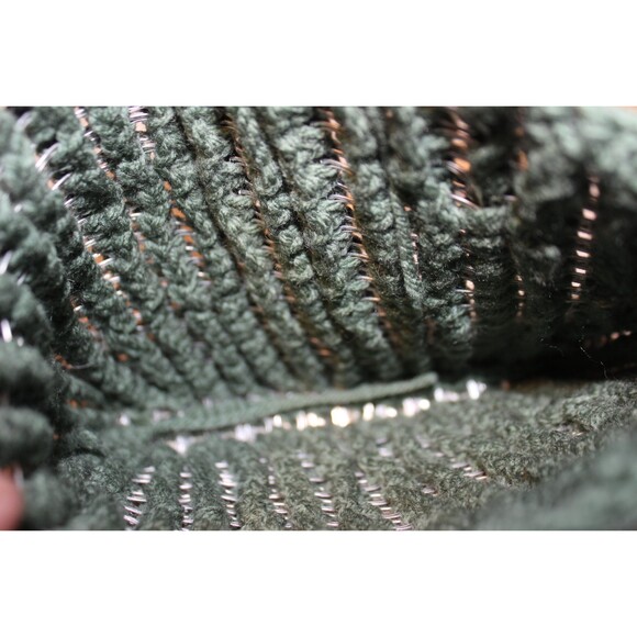 Olive Green Handmade Ladies / Teens Shoulder Bag Pop Tops & Crochet Pattern 7x8" - Picture 4 of 6